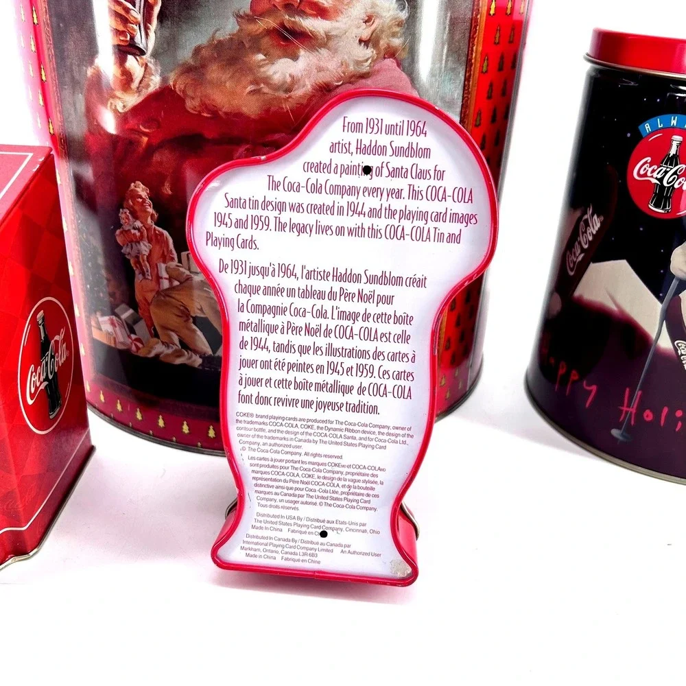 Vintage Coca-Cola Christmas Tins Set Santa Claus Polar Bear Holiday Decor 5pc